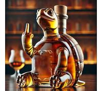 Middle Finger Turtle Whiskey Decanter, Animal Glass Sealed Jar, 330ml Hand Blown Lead-Free Decanter, Turtle Whiskey Wine Bottle for Unique Barware & Collectors, Home Bar & Man Cave Display A