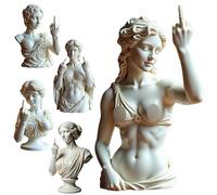 Middle Finger Venus Statue - Funny Greek Goddess Aphrodite Bust, Bold Resin Sculpture with Attitude, Unique Rebellious Art Decor for Home, Office, Shelf, or Desk, Gift for Women & Men