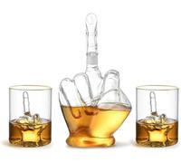 Middle Finger Whiskey Decanter - Whiskey Decanter Set with Shot Glasses and Metal Funnel - Funny Wine Gift Set for Someone You Love - Middle Finger Gifts Funny for Men and Women