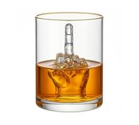 Middle Finger Whiskey Glass Gift Set - Funny Gag Gift for Men & Women | 12.5oz Novelty Glass with 3D Finger Inside - Unique Barware for Birthday, Office, Parties, Man Cave, Rude Humor Lovers