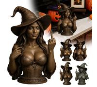 Middle Finger Witch Bust-Because Magic Should Come with Attitude! Funny Witch Figurine, Bold Art for Modern Rebels, 3D Printing Sexy Decorative Sculpture for Office Desk (B) (D)