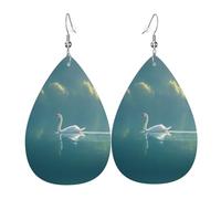Middle Goose River double-sided printed leather earrings int and shape of water drops, creative, light and novel, bright and vivid colors.