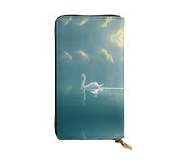 Middle Goose River Printed leather wallet, 7.5 x 4.1-inch long credit card holder, portable travel cash wallet