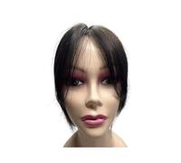 Middle Part Swiss Lace Hair Toppers Hand Human with Bangs Hairs Extensions for Women Mild Loss Adds Volume(Natural Black)