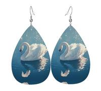 Middle reaches of Goose River double-sided printed leather earrings int and shape of water drops, creative, light and novel, bright and vivid colors.