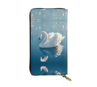 Middle reaches of Goose River Printed leather wallet, 7.5 x 4.1-inch long credit card holder, portable travel cash wallet