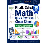 Middle School Math Quick Revision Cheat Sheets: Grades 6-8 Visual Study Guide with Practice Questions