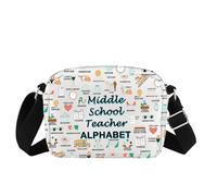 Middle School Teacher Gift Thank You Gift Middle School Teacher Alphabet Crossbody Bag for 6th 7th 8th Grade Teacher (Middle Sch-TeacherBag)