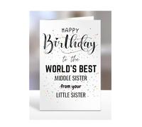 Middle Sister birthday card from Little Sister, gifts for men, women, greetings card, happy birthday presents for, A5-84b_45
