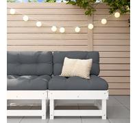 Middle Sofa Solid Pinewood White Pine 61x61x62cm Beige Cushions Outdoor Modular