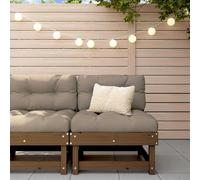 vidaXL Middle Sofa With Cushions Honey Brown Solid Wood Pine, Brown