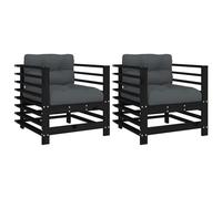 vidaXL Garden Chairs with Cushions 2 pcs Impregnated Wood Pine