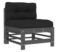 vidaXL Middle Sofa with Cushions Grey Solid Wood Pine