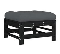 vidaXL Garden Footstool with Cushion Grey Solid Wood Pine