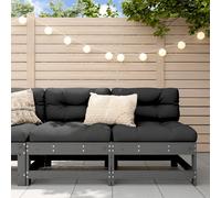 Middle Sofas with Cushions 2 pcs Grey Solid Wood Pine Berkfield Home Grey One Size