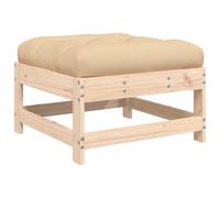 vidaXL Garden Footstool Ottoman Footrest with Cushion Black Solid Wood Pine