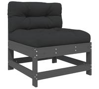 vidaXL Middle Sofa with Cushions Grey Solid Wood Pine