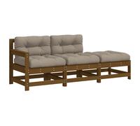 vidaXL Garden Lounge Set Outdoor Sofa Set 3 Piece with Cushions Grey Solid Wood