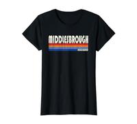 Middlesbrough England Retro 70s 80s Style Value Graphic T-Shirt, Women, Black, S