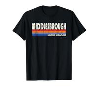 Middlesbrough United Kingdom Retro 70s 80s Style Value Graphic T-Shirt, Men, Black, XL