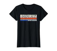 Middlesbrough United Kingdom Retro 70s 80s Style Value Graphic T-Shirt, Women, Black, M