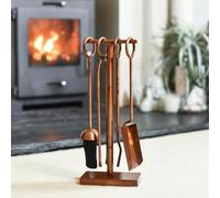 "Middleton" Antique Copper Fireplace Accessories Companion Set - Fireside Tools with Poker, Tongs, Brush - Elegant and Functional Fireside Companion Set for Fire Log Burner