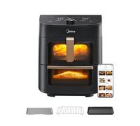 Midea Vertical Dual Zone Air Fryer Oven, 11L, 2 Drawers, Visible Window, Max Crisp, Oil Free & Low Fat, 10-in-1 Functions, Smart Sync Finish, Works with Alexa, Wi-Fi, App Recipes, 2400W