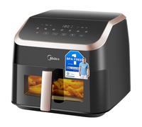 Midea Large Air Fryer with See-Thru Window, 8.5 L, 8-in-1, Heatexpress Rapid Air Technology, Uses No Oil, Max Crisp, Non-Stick, Flexible Heating +1 Minute Button, Dishwasher Safe, Black