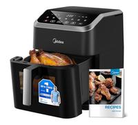 Midea Air Fryer with Window 7L, Rapid Air Technology, 90% Less Oil & Max Crisp, Energy Saving, 7-In-1 Presets, Non-Stick, Dishwasher Safe, Flexible Heating +1 Minute Button,1600W, Black/Silver