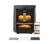 Midea Dual Zone Air Fryer Oven with Wi-Fi & Alexa - 11L, 2400W, 2 Independent Drawers, Visible Window, 10-in-1 Functions, Max Crisp Technology, Smart Sync Finish, Oil-Free Cooking, MF-CY110A