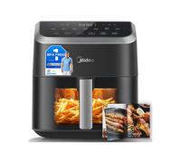 Midea MF-CY55K Air Fryer with Visible Window 5.2L, HeatXpress Rapid Air Technology, 90% Less Oil, Energy Saving, 7-In-1 Presets, Non-Stick, Dishwasher Safe, Digital Display, +1 Minute Button,1600W Pow