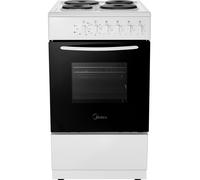 Midea 50cm Wide Single Oven Electric Cooker with Solid Plate Hob - White - A Rated-MFO20DME4H109-WH