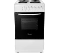 Midea MFO20DME4H109-WH 50cm Wide Single Oven Electric Cooker with Solid Plate Hob - White