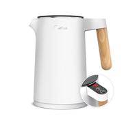 Midea MK-HE1533-1.5 Litre 2200 W Kettle with Temperature Setting and Keep Warm Function with Safety Functions Handle with Wood Look White