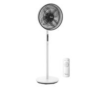 Midea Pedestal Fan 30W with 8 Blades, 9-Speed DC Motor, 3 Wind Modes, 9H Timer, Adjustable Height - Black & White