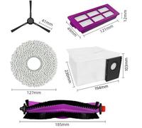 Midea V15 Spare Parts kit: 1x Side Brush, 2x Mop Pad, 1x Roller Brush, 1x Filter
