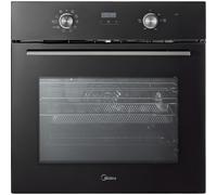 Midea 71L, 60cm Wide, Single Electric Built-in Fan Oven with Air Fry, 12 Oven Functions, Aqua Clean, LED Display, Convection, ECO, MultiLevel Cooking, Color Black - MBO65M90D2-BK