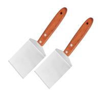 MIDELONG 2 PCS Small Metal Brownie Cookie Spatula Stainless Steel Spatula with Wooden Handle Heavy Duty Spatula Kitchen Cooking Chef Baking Scraper Turner Mini Desserts Serving Spatula