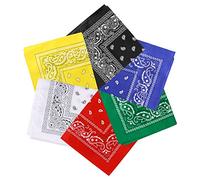 MIDELONG Bandanas, 21inch Assorted Paisley Pattern Bandanas Headbands Multipurpose Square Scarf Head Wrap Cowboy Bandanas for Men Women Handkerchiefs, Pack of 6, Blue, Green, Red, Black, Green, White,