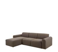Midfield 2-Seater Chaiselongue Sofa LHF (Reversible Module) in Cona Boucle Taupe 2 Fabric, Base in Matt Black