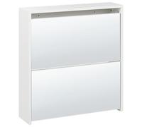 2 Compartment Mirrored Shoe Storage Cabinet White MIDFIELD