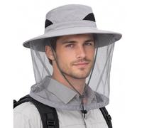 Midge Head Net Hat Light(Gray)-Nylon Mosquito Head Net with Hat | Midge Met Midge hat Midge Face Cover Sun Hats, for Gardening, Hiking, Fishing