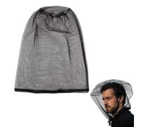 Midge Head Net with Storage Bag Ultra Large & Long Premium Nylon Face Neck Face Net Mesh Soft Polyester Honeycomb Mesh for Outdoor Hiking Camping Climbing Walking Fishing for Men & Women(Black)