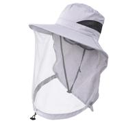 Midge Net, Midge Nets for Head, Midge Head Net with Mosquito Head Protection, Fishing Hat for Outdoor Activities, Hiking Hat with Smidge Head Net, Light Grey Flat Top Style
