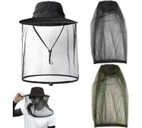 Midge Nets for Head, Black Mosquito Head Net with 2 Pcs Midge Net Cover