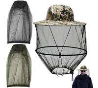 Midge Nets for Head, Camouflage Mosquito Head Net with 2Pcs Midge Net Cover