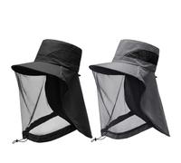 Midge Nets for Head, Mosquito Head Net and Midge Head Net Protection, Insect Repellent and Sun Protection Hat for Outdoor Hiking Camping Climbing Fishing, Two Pack in Dark Grey and Black