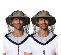 Midge Nets for Head, Mosquito Head Net, Midge Net Hat for Outdoor Activities, Midge Head Net with Storage Bag, Black Hat with Sky Blue Pouch 99 Cm by 66 Cm 2-Pack