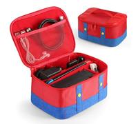 Midgod Cute Carrying Case for Nintendo Switch/OLED /Lite, Portable Switch Case Travel Full Protective Carry Storage Bag Compatible With 8 Games, Switch Console Pro Controller Accessories-Blue & Red