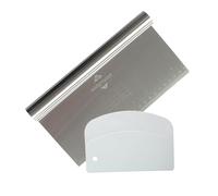 Midgreyeye 2 Set Dough Scraper, Large Stainless Steel Dough Cutter with Measuring Scale, Plastic Bench Scraper, Flexible Dough Scraper, Kitchen Scraper, Kitchen Utensil (8.7 * 4.6+5.3 * 3.6 in)